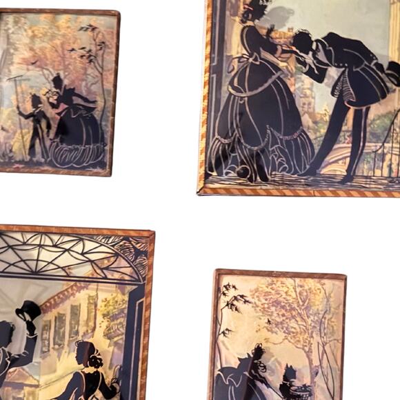 Vintage Reverse Painted Silhouette Glass Wall Plaques – Mid Century Shadow Art - Picture 5 of 16